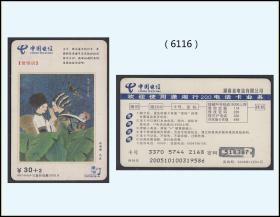 2006年中国电信《民族姑娘》单枚：品种漂亮。湖南发行（6116）。
