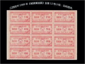 江西抚州1989年《城镇煤油票》全套12枚小版：品相漂亮（库存-005）