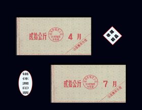 漏印票：江西抚州1989年《城镇煤油票》两枚合计价：漏印绿色（01-02）。