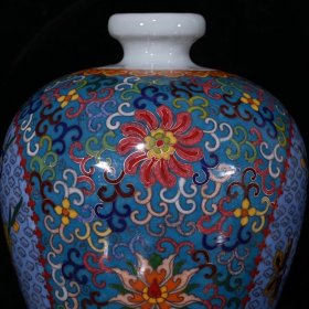 五彩磨光拤丝缠枝莲梅花梅瓶（30.5×19cm）