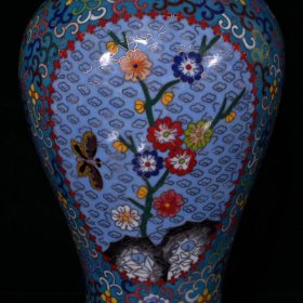 五彩磨光拤丝缠枝莲梅花梅瓶（30.5×19cm）