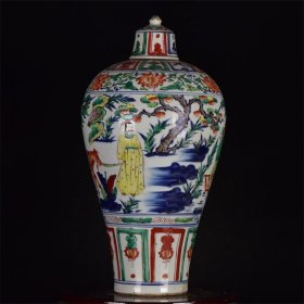 张文进造五彩萧何月下追韩信纹梅瓶 高:48厘米 宽:24厘米