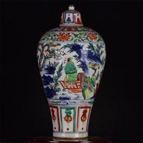 张文进造五彩萧何月下追韩信纹梅瓶 高:48厘米 宽:24厘米