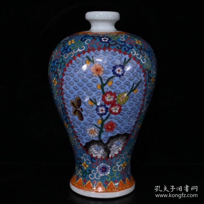 五彩磨光拤丝缠枝莲梅花梅瓶（30.5×19cm）