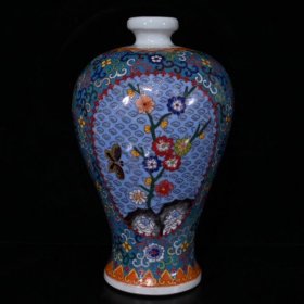五彩磨光拤丝缠枝莲梅花梅瓶（30.5×19cm）