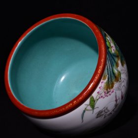 珐琅彩描金荷花仙鹤纹缸，高11.5×14厘米