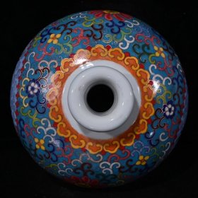 五彩磨光拤丝缠枝莲梅花梅瓶（30.5×19cm）