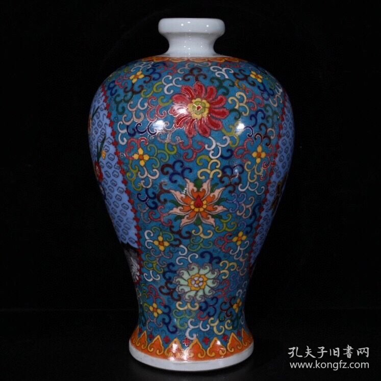 五彩磨光拤丝缠枝莲梅花梅瓶（30.5×19cm）