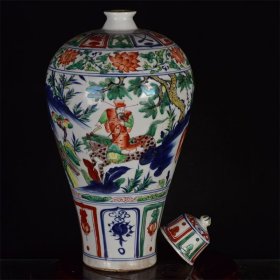 张文进造五彩萧何月下追韩信纹梅瓶 高:48厘米 宽:24厘米