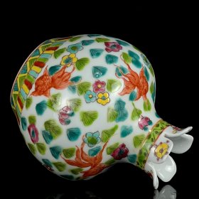 粉彩金鱼满堂纹石榴瓶。高16*13