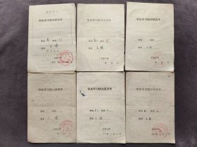1976年前后山西省太原第六中学学生学习情况报告单6份合售，同一人的，王瑧，后考入山西大学日语系，王瑧同学经群众推荐和审核批准上高中——LJ2563