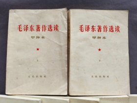 毛泽东著作选读甲种本上下二册一套，有少许笔画，内夹着剪报宣传画和毛主席语录，西安新华印刷厂出版，1964年西安1版1印——MX311