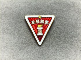 老徽章，50年代初上海市医务工作者业余学校徽章纪念章，铜制的，错版双排号码——LJ314