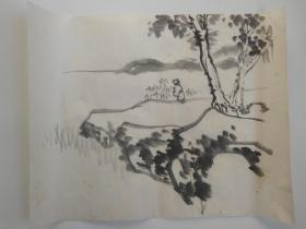 日本回流   《山水人物画稿》（手绘）纸本软片