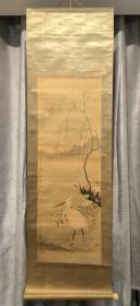 日本回流  日本画家  荒木十亩《花鸟图》（手绘）（带原盒）绢本立轴