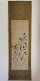 日本回流  清代老画《人物画》（手绘）纸本立轴 144