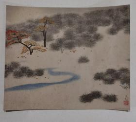 日本回流  日本著名画家 横山大观《山水图》（印刷）  卡纸02