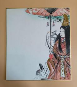 日本回流  日本画家  《人物画》（印刷）纸本卡纸画