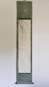 日本回流 大田垣莲月（莲月尼）《柳树俳画》（手绘） 纸本立轴