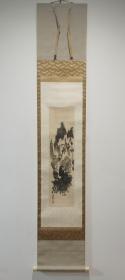 日本回流 日本画家 《水墨山水》（手绘）纸本立轴（042）