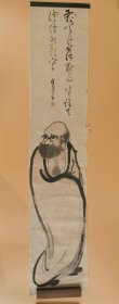 日本回流 精屋《 红衣达摩 》（手绘）纸本托片