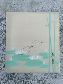 日本回流 日本画 春石《睡莲》  （手绘） 绢本卡纸画