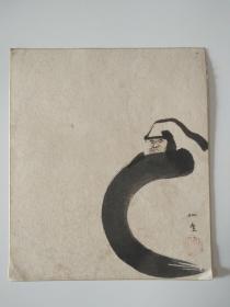 日本回流   日本著名画家 仙厓《达摩》纸本托片