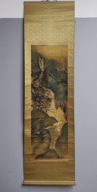 日本回流 日本著名洋画家 三浦胜治(1917～2016)《青绿山水图》（手绘） 绢本立轴