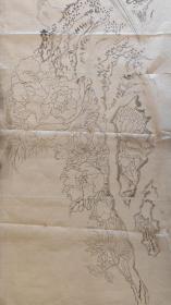 日本回流 水墨画稿 《花鸟图》（手绘）纸本软片