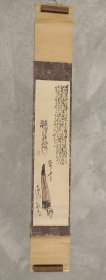 日本回流  日本著名画家 与谢芜村《伞俳画》（印刷）纸本立轴 133