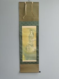 日本回流 日本画家 狩野芳崖《慈母观音》（印刷） 纸本立轴