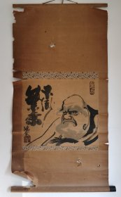日本回流  鸿云《达摩》（茶挂）（手绘）纸本立轴（078）