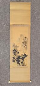 日本回流 日本著名画家 马渊春涛（竹内栖凤弟子）《水墨山水》（手绘） 绢本立轴1