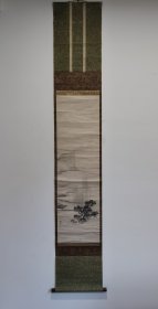 日本回流  日本四条派画家 松村景文《水墨山水》（手绘）纸本立轴（113）