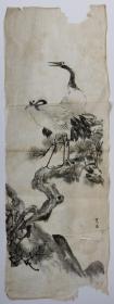 日本回流 日本画 《松鹤图画稿》（手绘）纸本软片1