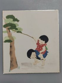 日本回流《童趣图》（和纸工艺画）纸本卡纸画