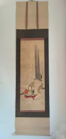 日本回流 日本著名画家 松本枫湖《历史人物画》（手绘）绢本立轴 050