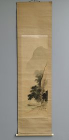 日本回流 青绿山水（ 手绘）绢本立轴 125