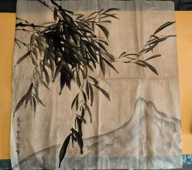 日本回流 《水墨竹子与远山图》 纸本软片