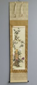 日本回流 日本画家 熊代熊斐 花鸟图 （印刷）绢本立轴
