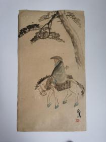 日本回流  日本画 紫石 《人物画》（手绘）纸本托片031