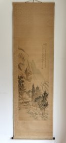 日本回流 日本著名南画家 田能村竹田（1777-1835）《南画山水》（手绘）绢本立轴 （编号 001）