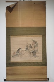 日本回流 江户时代后期四条派画家 柴田义董《人物画》（手绘） 纸本立轴（117）