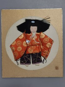 日本回流《人物画》（布艺工艺画）纸本卡纸画