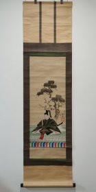 日本回流 日本画家 丰眠《历史人物画》（手绘）纸本立轴（040）