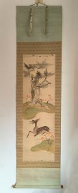 日本回流 《鹿》（手绘）绢本立轴（012）