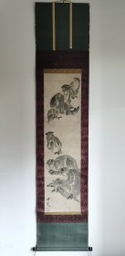 日本回流  日本著名画家 张月樵（山本梅逸的老师）《猴子》（手绘）纸本立轴（064）