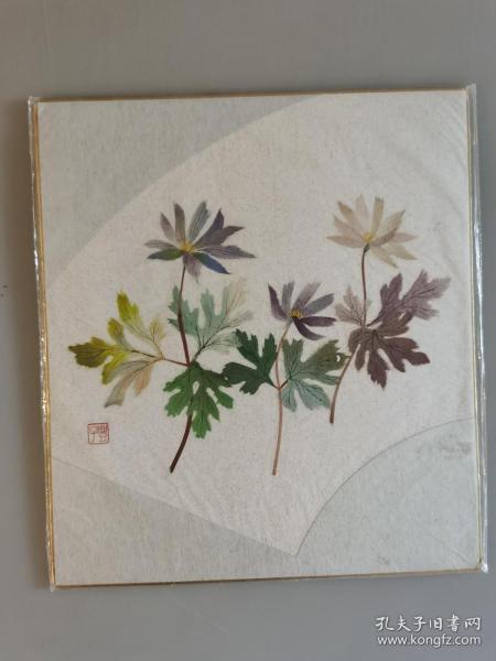 日本回流 加藤知世子 《花卉图》（和纸工艺画）纸本卡纸画