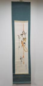 日本回流 日本画家 俳人 九世其角堂（田边永湖）（1884-1945）《六只葫芦俳画》（手绘） 纸本立轴（051）