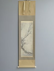 日本回流 日本著名画家 葛饰北斋 《白梅图》（印刷）绢本立轴 098